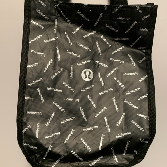 Lululemon Reusable Shopping Bag Shopper Logo All Over Print Small Snap Closure - Picture 3 of 11